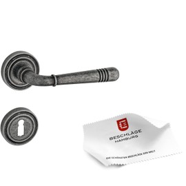 Beschläge Hamburg Door Handles Door Fitting Emily ART 70-07Z DAS BB - Door Handles with Deadlock Rosettes for Room Doors - Door Handle for Interior Doors, Dark Antique Steel