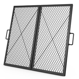 only fire Foldable X-Marks Fire Pit Cooking Grate, Outdoor Square Campfire Grill Grate with Handles, Portable Camping Cookware for Outside Party,30 inch
