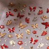 5D Embossed Butterfly Nail Art Stickers - Red & Gold