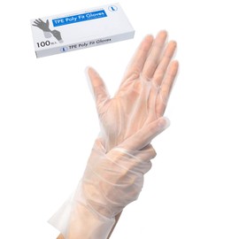 Meisei Disposable Gloves, Stretch Gloves, Elastomer, Poly Gloves (TPE), Large, 100 Pieces, Translucent, Food Sanitation Law Compliant