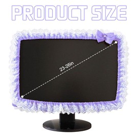 ZUYYON 2 Pcs 23''-26'' Lovely Computer Monitor Cover with Bow-Knot Cute Elastic Monitor Dust Cover Protector Monitor Accessories Laptop TV LCD Screen Monitor Decor(Purple)