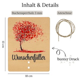 ZUKLA® Wunscherfüller Geldgeschenk Holz 13 x 10 cm - Verpackung für Geldgeschenke zum Geburtstag - Handmade - Geschenkgutschein