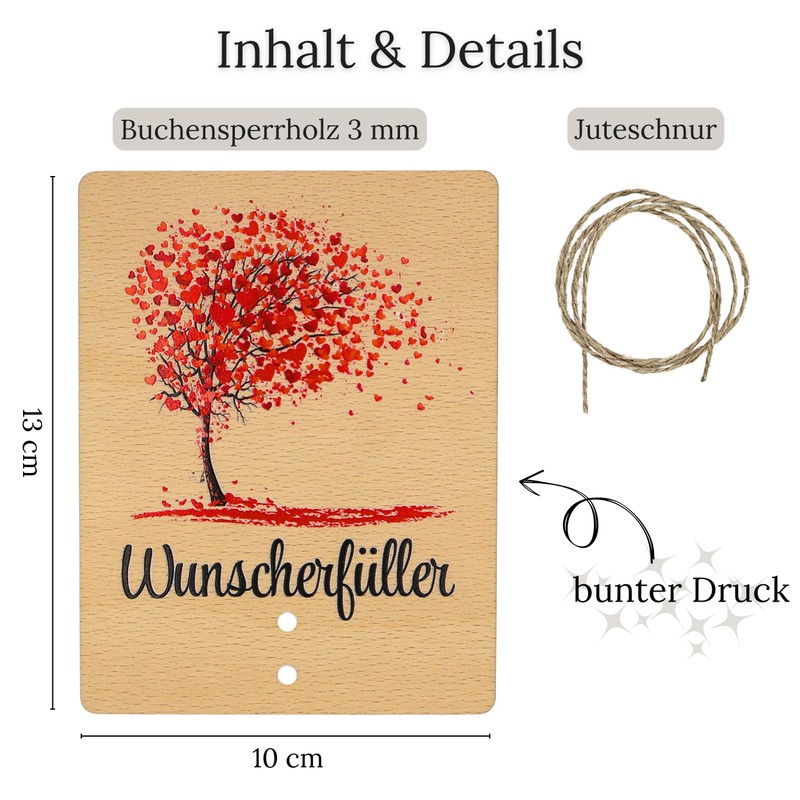 ZUKLA® Wunscherfüller Geldgeschenk Holz 13 x 10 cm - Verpackung