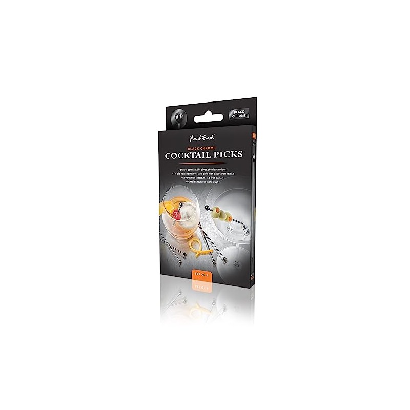 Final Touch Black Chrome Stainless Steel Cocktail Picks (FTA7307-19)