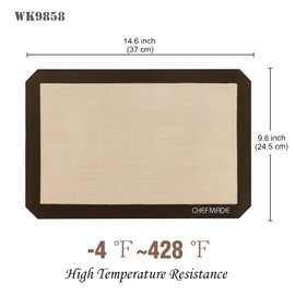 CHEFMADE 15-Inch Silicone Baking Mat with Measurements, Non-stick Heat Resistant Rolling Dough Mat, for Pastry,Pizza, Fondant and Pie Crust Making 9.7" x 14.7" (Brown)