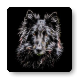 Fractal Artworks Belgian Shepherd, Belgian Groenendael Coaster with Fractal Art Design #1-2. Perfect Dog Owner Gift.