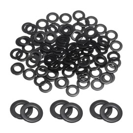 sourcing map 100 Pcs M5 Stainless Steel Flat Washers, 5.4mm ID x 10mm OD x 1mm Thick Black Zinc Plated Metal Washers for Screws and Bolts
