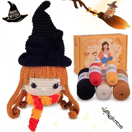 Crochet kit for Beginners,Kawaii PoterGirl Beginner Crochet Kit for Adults,Learn to Knitting Kits for Adults Beginner, Amigurumi Crochet Kits Step-by-Step VideoTutorials, Gift Kids Women Men