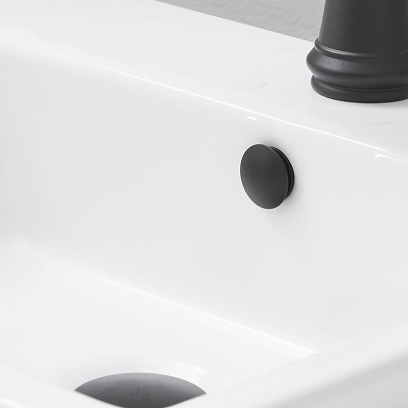 Homevacious Sink Basin Trim Overflow Cover Matte Black Brass Insert