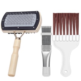 3 PCS Air Conditioner Fin Cleaning Brushes, AC Coil Cleaner Tools, Stainless Steel Fin Comb, Soft Bristle Brush, Dual-Sided Gunk Remover, Mini Split and Refrigerator Condenser Coil Cleaning