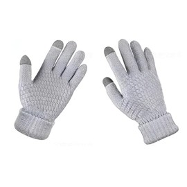 QGSIWEI Womens Winter Gloves, Warm Fleece Lined Winter Gloves, Touchscreen Gloves, Elastic Cuff Knit Wool Gloves for Women (Grey)