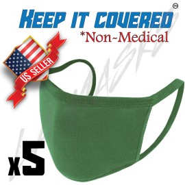 Keep It Covered 5 PCS Dual Layer Washable Face Masks (Color Olive)