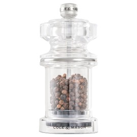 Cole & Mason 675 Refillable Spice Mill - Kitchen & Home Accessory - Table Pepper Grinder - Peppercorn Included - Acrylic - Pepper Mill 4.5"