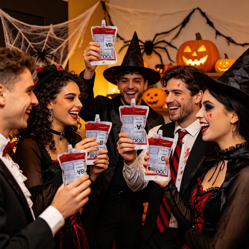 20 x Blood Bags for Drinks with Accessories,Vampire Blood Bag