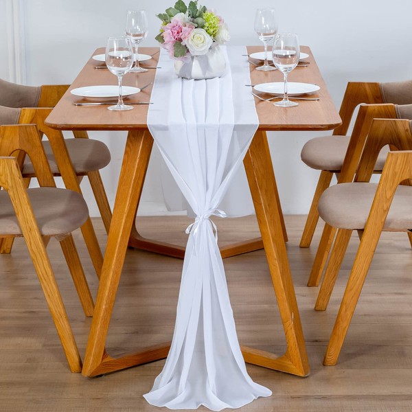 YUNSHANGHE Modern Chiffon Table Runner, 70 x 300 cm, Washable