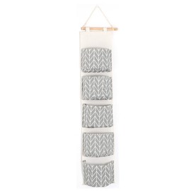 TopHomer Door Storage Bag, Multifunctional Closet Hanging Storage Organizer with 5 Pockets, Cotton Linen Hanging Bag, Organizer for Kitchen, Bedroom, Bathroom