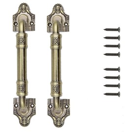 HSEANHM Sliding Barn Door Pull Handle Hardware for Wooden Garden Gate Shed Cabinet Door Large Wooden Door Handle Antique doorknob Vintage Door Handle (2, Bronze Tone7.87in)