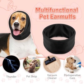 PETWIT Dog Ear Muffs for Noise Protection Dog Hood for Dogs & Cats Breathable Calming Band for Dogs & Cats Head Wrap with Anxiety Relief (Black, Small)