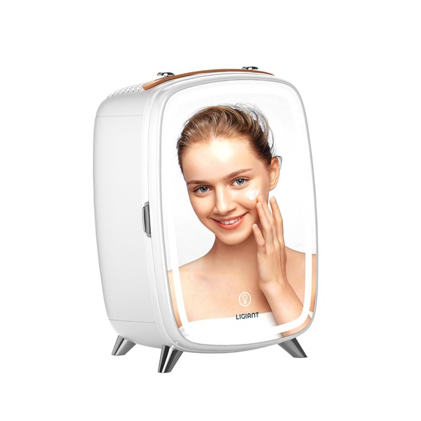 LIGIANT Skincare Fridge, With 3-Level Dimmable LED Light Mirror, Low