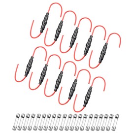 sourcing map 10 Pcs 6x30mm Inline Screw Type Fuse Holder 16 Gauge AWG Red Wire with 20 Pcs 10A Fast Blow Glass Fuses