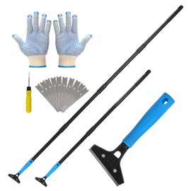 Floor Scraper Long Handle Heavy Duty (2-Pack),8-72" Adjustable Razor Blade Scraper for Tile, Paint & Glue Removal, 4" Wide Blade with 10 Replacements, Safe for Floors, Walls, Glass & Stove Tops