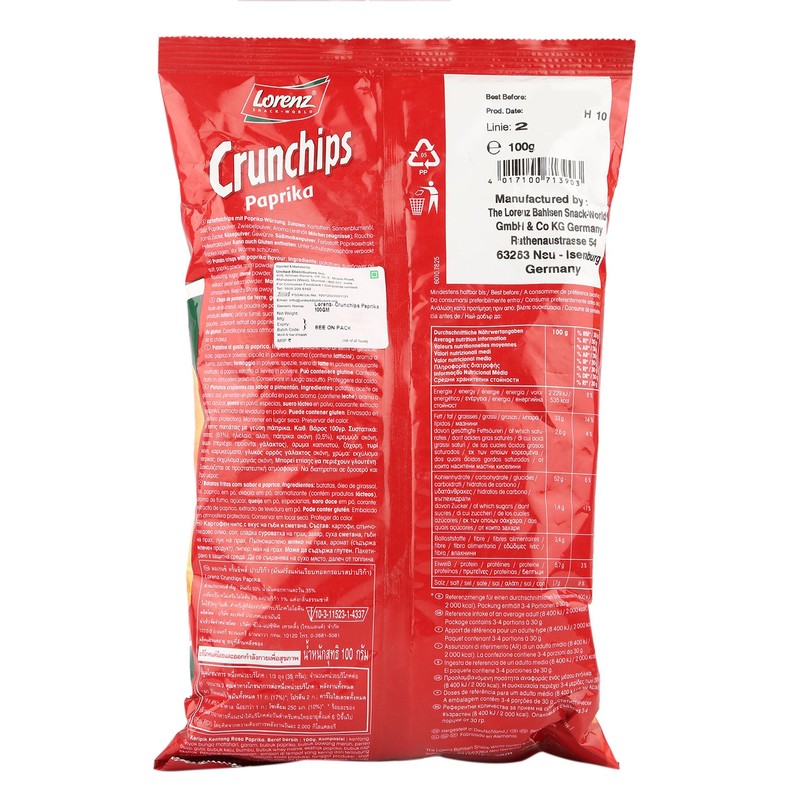 Lorenz Crunchips Paprika, 3.5 Ounce