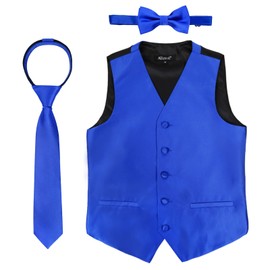 Alizeal Conjunto clásico de corbata, corbata y chaleco de traje para niños, 078-azul real, 10