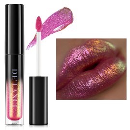 Chameleon Liquid Lipstick Pink Green Colour, Shimmer Metallic Colourful Lip Gloss for Women Girls Lips Makeup Gift, Hydrating Waterproof and Durable Lipstick Glossy, Talc-Free, #8