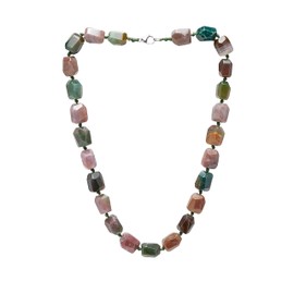 TreasureBay Stunning Natural Gemstone Beads Necklace for Women - 14x19mm Faceted Beads - Handmade Healing Crystal Jewellery (Indian Agate)