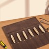 Baizoy Chisel Roll,6 Pockets Roll Up Tool Pouch,Waxed Canvas Small