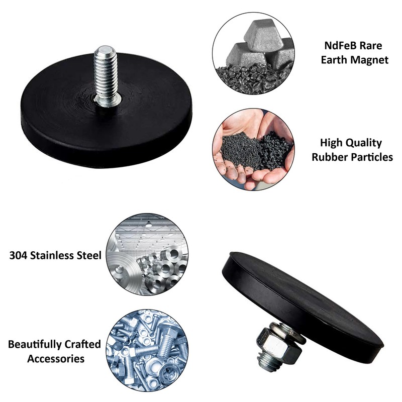 ULIBERMAGNET 4Pack Anti-Scratch Mounting Magnets Strong 24LB M6 Male Thread