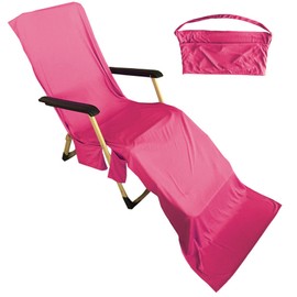 AWAVM Large Microfibre Lounger Towel,Sun Beach Towel Quick Dry Bathroom Pool Holiday,Sun Lounger Towels Lightweight For Holiday Garden Swim Pool Lounge with Pockets Purple 183x58cm (Rose)