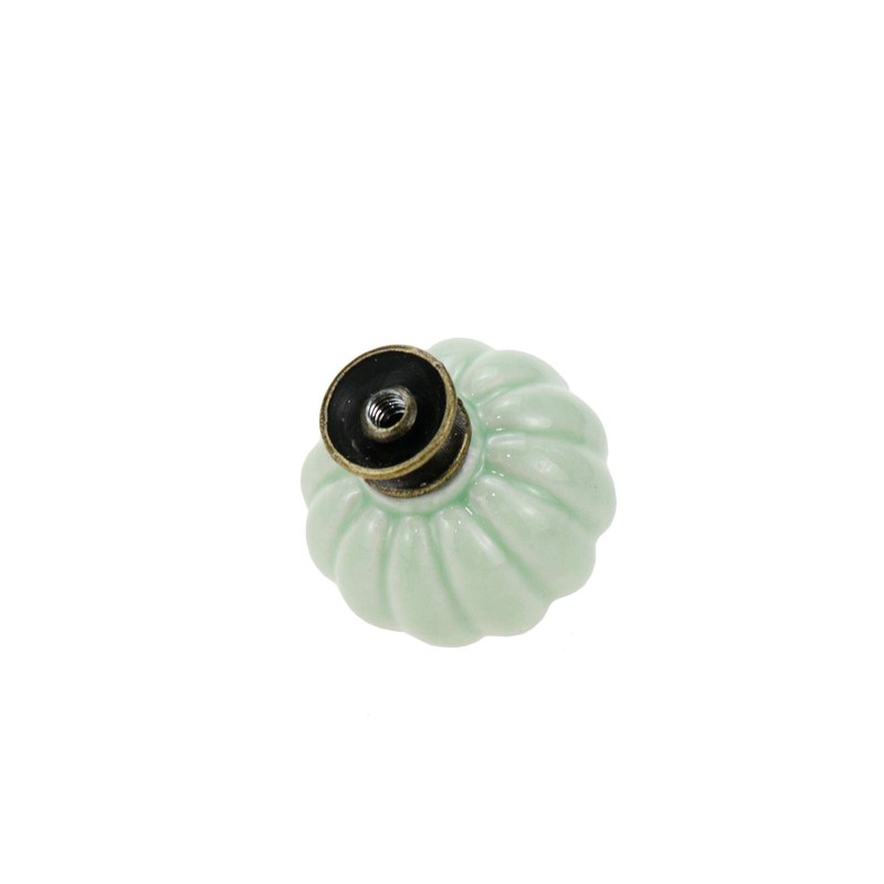 Geesatis 10 Pcs Light Green Ceramic Cabinet Knobs, Vintage Pumpkin