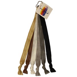 Nuevo tamaño: diadema elástica neutra sin arrugas por colores de esta temporada; 5/8 pulgadas de ancho, tamaño ajustable; juego de 6: blanco, marrón, gris, carbón y negro (diadema extendida)