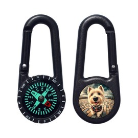 'Smiling West Highland Terrier' Compass Keyring (KC00036081)