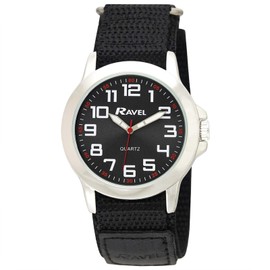 Ravel - Men's Modern Workwear Watch with Easy-Fasten Strap - Silver Tone/Charcoal Dial/Black Strap