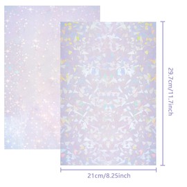 2 Types Transparent Holographic Overlay Lamination Vinyl A4 Size Self-Adhesive Laminate Waterproof Vinyl Sticker Paper, 20 Sheets 8.25 x 11.7 Inches