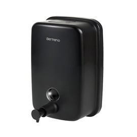 Bertreno Commercial Soap Dispenser Wall Mount Stainless Steel Soap Dispensers Liquid Manual Anti-Leak Pump Hand Soap Dispenser for Bathroom Kitchen Black (17 fl.oz./500ml)