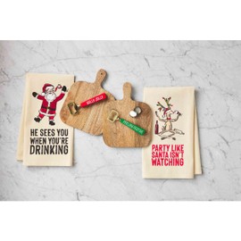 Mud Pie Christmas Board Towel Set, Reindeer, Board 10" x 7 1/4" | Towel 26" x 16 1/2"