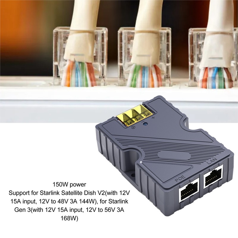 PoE Injector 48‑57V 3A GigE Passive ABS Surge ESD Protection