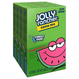 Jolly Rancher WATERMELON Singles to Go (4 Boxes of 6 Packets Each Box)