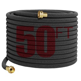 Soaker Hose 50 FT For Garden Beds,Heavy Duty Solid Brass Connector 1/2“ Ruber Drip Irrigation for Flower Bed&Yard,Landscaping