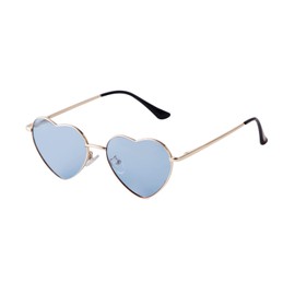 Laurinny Retro Heart Sunglasses Polarised for Women Men Heart Glasses Metal Frame, Gold/blue