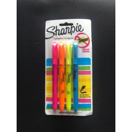 Sharpie 4 Pack Sharpie Narrow Chisel Assorted Fluorescent Highlighters Smear Guard New