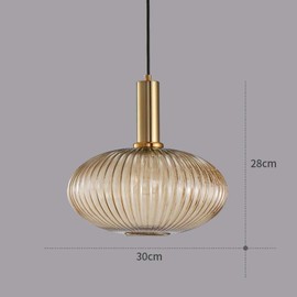 Debbte Industrial Vintage Glass Pendant Lighting Brass Finish Modern Retro Drop Ceiling Light Hanging Lamp for Bedroom Dining Room Kitchen Island (Amber, 11.8 Inches)