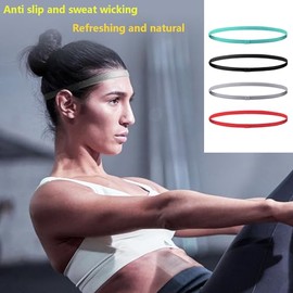 Qrity 4 Piezas Diademas Deportivas, Bandas Elásticas para la Cabeza, Antideslizante de Bandas para el Cabello, para Yoga, Correr, Ciclismo