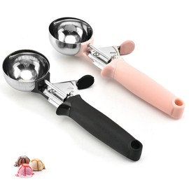 DULKET 2Pcs Ice Cream Scoop Stainless Steel Ice Cream Scoop Kitchen Fruit Scoops for Ice Cream, Meatballs, Fruit, Mashed Potatoes and More.