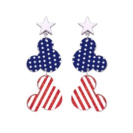 INLOLLY 4th of July Earrings, Lightweight Acrylic USA Patriotic Earrings for Women, Cute Fourth of July Accessories for Independence Day Celebration