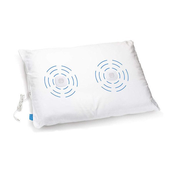 Sound Oasis Sleep Therapy Pillow, 2 Hi-Fidelity, Ultra-Thin Stereo Speakers, Vol. Control, Connect to Sound Source, Fall Asleep Wake Up Refreshed, Sleep, Relax, Manage Tinnitus, Comfortable & Soft.