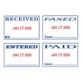 2000 Plus® Self-Inking Date and 4 Phrase Stamp, Blue/Red